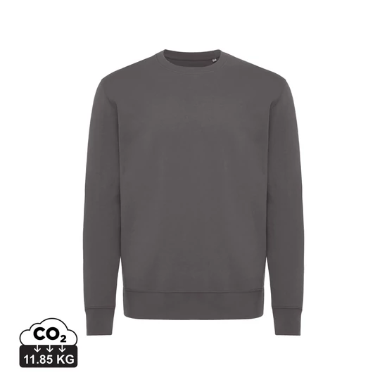 Iqoniq Kruger relaxed újrah. pamut pulóver kerek nyakkivágás kőszén XS Unisex