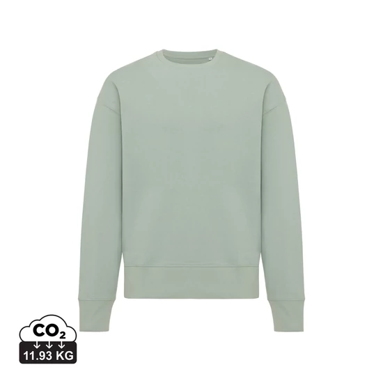 Iqoniq Kruger relaxed újrah. pamut pulóver kerek nyakkivágás Iceberg green L Unisex