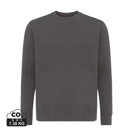Iqoniq Etosha könnyű újrah. pamut kerek nyakú pulóver kőszén XXL Unisex