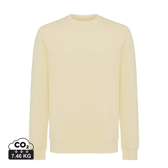 Iqoniq Etosha könnyű újrah. pamut kerek nyakú pulóver cream yellow M Unisex