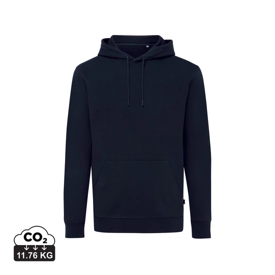 Iqoniq Jasper újrahasznosított pamut kapucnis pulóver sötétkék XXXL Unisex