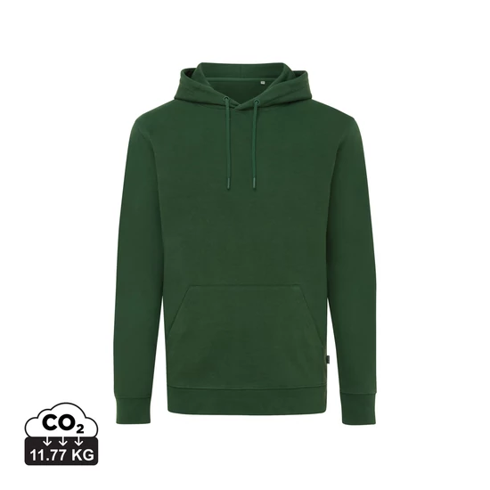 Iqoniq Jasper újrahasznosított pamut kapucnis pulóver forest green S Unisex