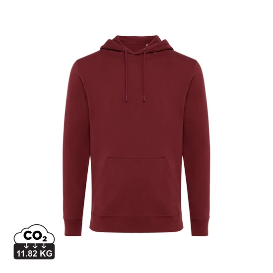 Iqoniq Jasper újrahasznosított pamut kapucnis pulóver bordó vörös XXXL Unisex