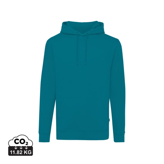 Iqoniq Jasper újrahasznosított pamut kapucnis pulóver verdigris XXXL Unisex