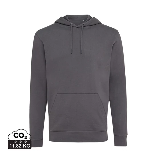 Iqoniq Jasper újrahasznosított pamut kapucnis pulóver kőszén S Unisex