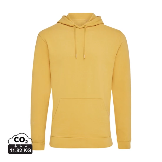 Iqoniq Jasper újrahasznosított pamut kapucnis pulóver ochre yellow XXXL Unisex