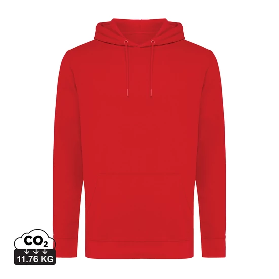 Iqoniq Jasper újrahasznosított pamut kapucnis pulóver piros XL Unisex