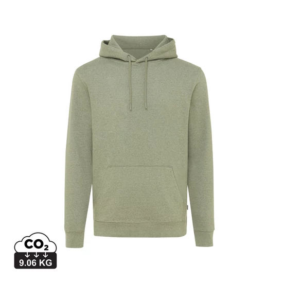 Iqoniq Torres újrahaszn. pamut kapucnis pulóver festetlen heather green S Unisex
