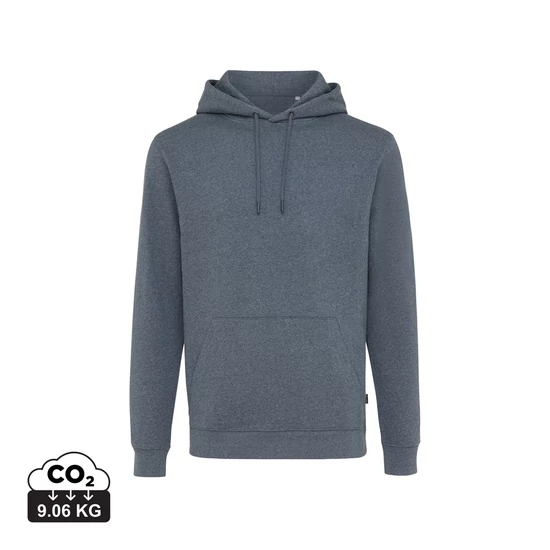 Iqoniq Torres újrahaszn. pamut kapucnis pulóver festetlen heather navy M Unisex