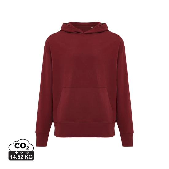 Iqoniq Yoho relaxed újrahasznosított pamut kapucnis pulóver bordó vörös XXXL Unisex