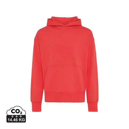 Iqoniq Yoho relaxed újrahasznosított pamut kapucnis pulóver luscious red XXXL Unisex