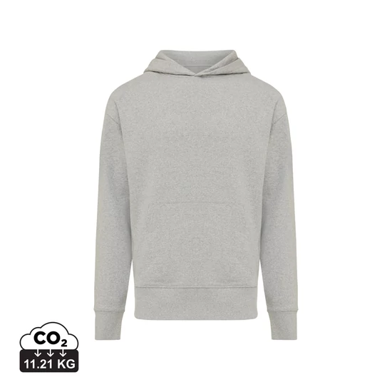 Iqoniq Yoho relaxed újrahasznosított pamut kapucnis pulóver heather grey XXS Unisex