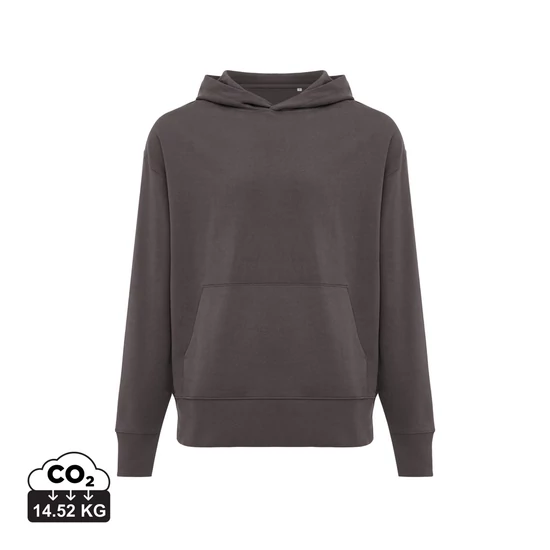 Iqoniq Yoho relaxed újrahasznosított pamut kapucnis pulóver kőszén XS Unisex