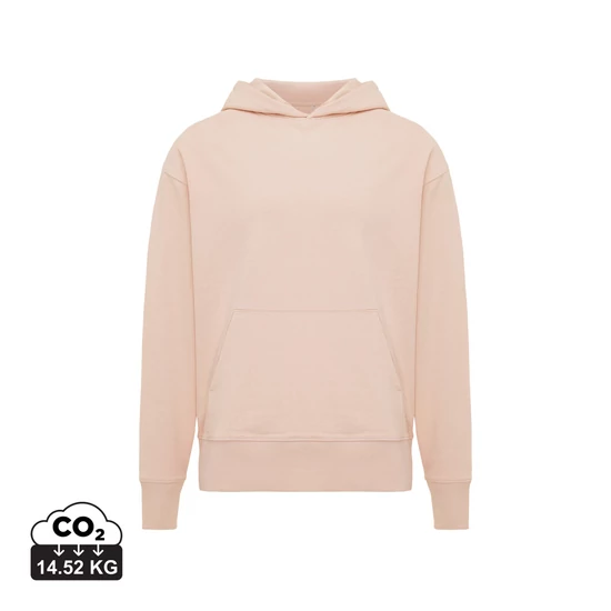 Iqoniq Yoho relaxed újrahasznosított pamut kapucnis pulóver peach nectar M Unisex