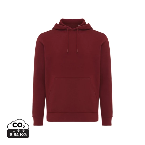 Iqoniq Rila könnyű újrah. pamut kapucnis pulóver bordó vörös XXL Unisex