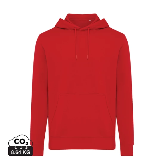 Iqoniq Rila könnyű újrah. pamut kapucnis pulóver piros L Unisex