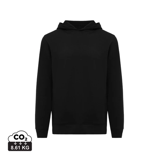 Iqoniq Yengo újrah. pamut kapucnis pulóver oldalsó zsebekkel fekete L Unisex