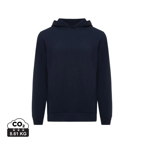 Iqoniq Yengo újrah. pamut kapucnis pulóver oldalsó zsebekkel sötétkék 5XL Unisex