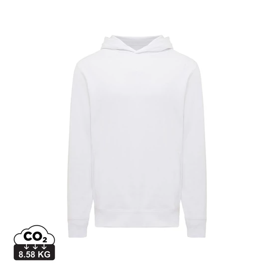 Iqoniq Yengo újrah. pamut kapucnis pulóver oldalsó zsebekkel recycled white XL Unisex
