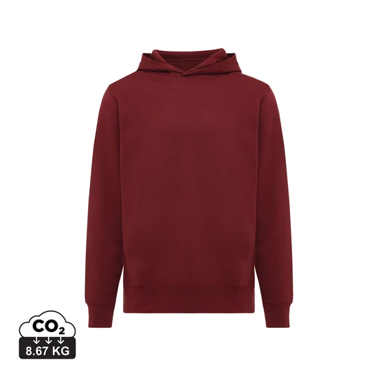 Iqoniq Yengo újrah. pamut kapucnis pulóver oldalsó zsebekkel bordó vörös XL Unisex