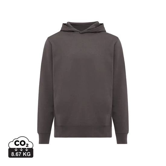 Iqoniq Yengo újrah. pamut kapucnis pulóver oldalsó zsebekkel kőszén XXL Unisex