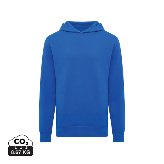 Iqoniq Yengo újrah. pamut kapucnis pulóver oldalsó zsebekkel királykék XL Unisex