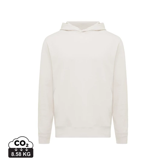 Iqoniq Yengo újrah. pamut kapucnis pulóver oldalsó zsebekkel ivory white XXXL Unisex