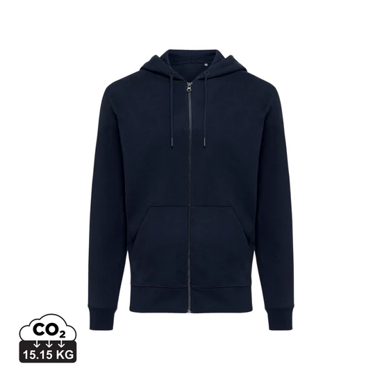 Iqoniq Abisko újrahaszn. pamut cipzáras kapucnis pulóver sötétkék 4XL Unisex