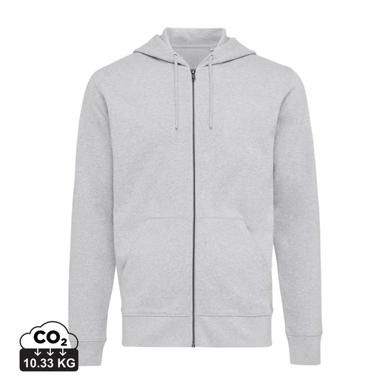 Iqoniq Abisko újrahaszn. pamut cipzáras kapucnis pulóver heather grey S Unisex