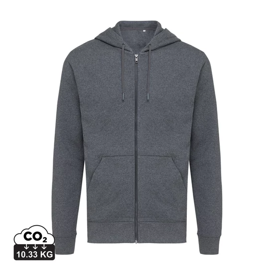 Iqoniq Abisko újrahaszn. pamut cipzáras kapucnis pulóver heather anthracite L Unisex
