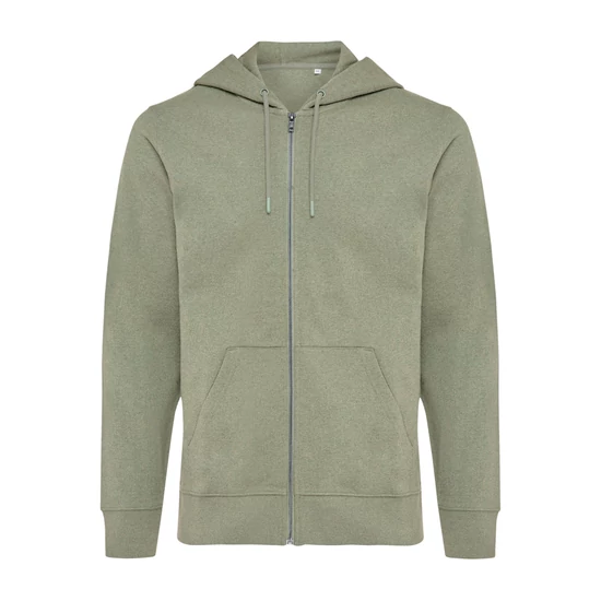 Iqoniq Abisko újrahaszn. pamut cipzáras kapucnis pulóver heather green XXS Unisex